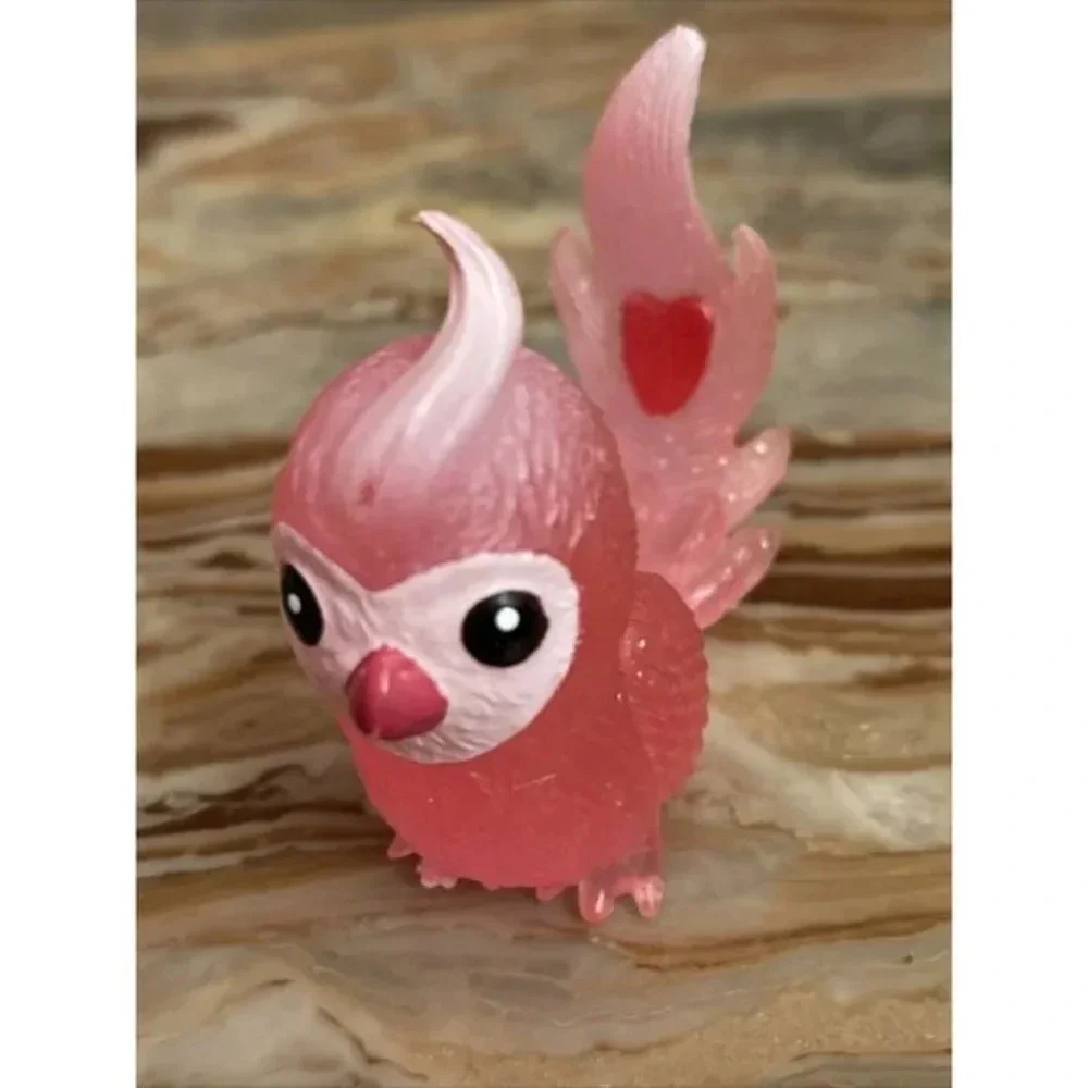 Glitter Cupid Valentines Day Pink Cockatiel Bird Red Heart Mini Doll Toy Collect